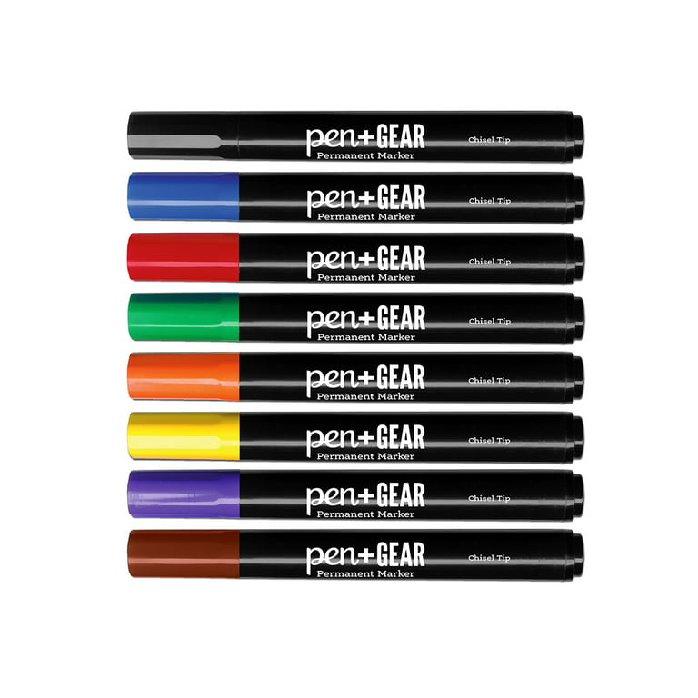 School Smart 1354254 Permanent Marker Set, Broad Chisel Tip, Assorted Colors (Pack of 8)