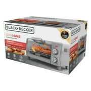 BLACK+DECKER Crisp ‘N Bake Air Fry 4-Slice Toaster Oven, Silver & Black, Fits 9 Inch Pizza, .35 Cubic Feet