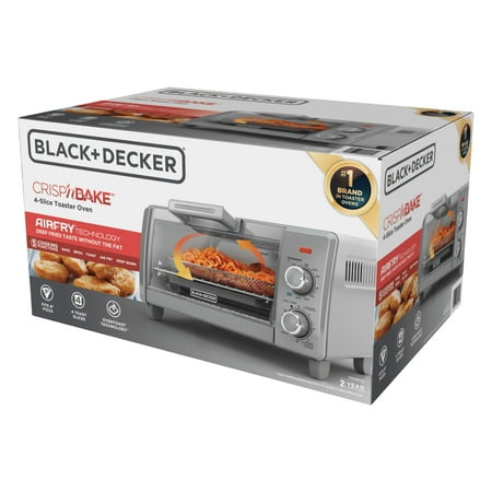 BLACK DECKER Crisp ‘N Bake Air Fry 4-Slice Toaster Oven, Silver & Black, TO1787SS
