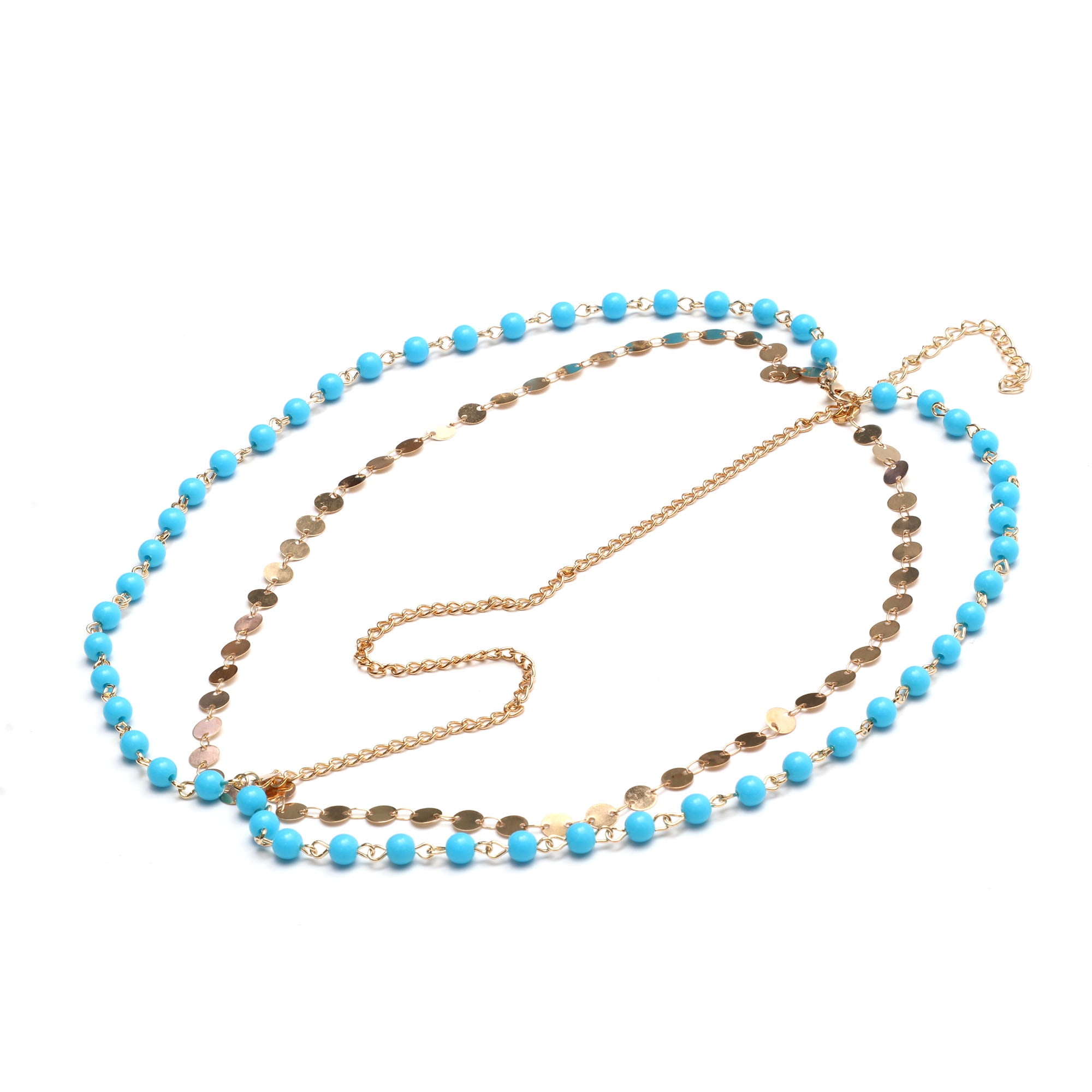Unique Bargains Headpiece Beaded Sequins Head Chain Blue 1 Pc