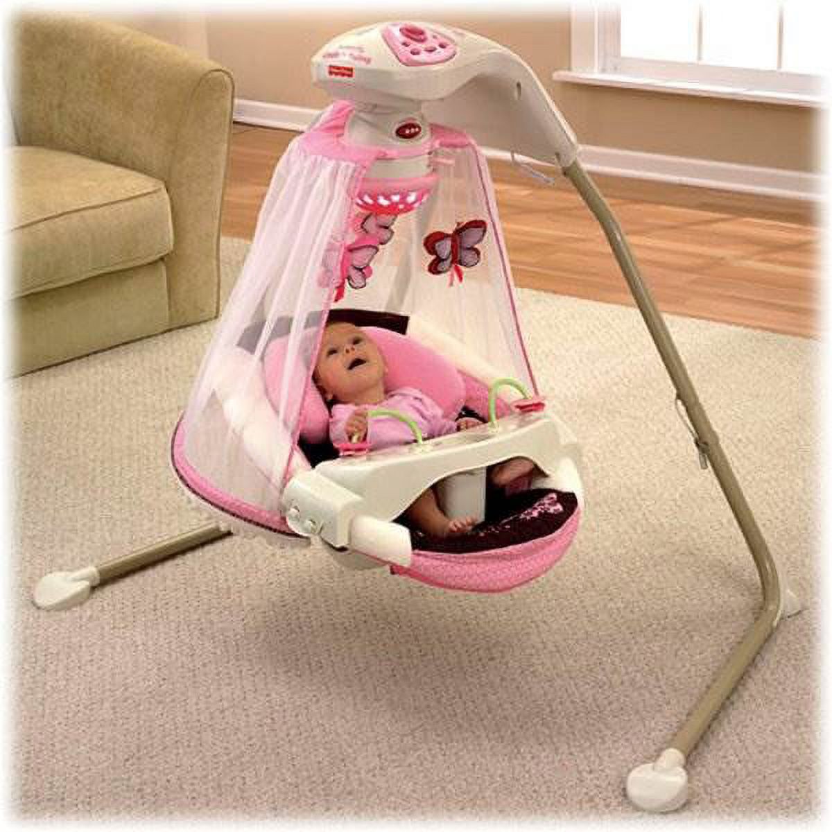Fisher Price Butterfly Baby Cradle & Swing - Mocha - image 5 of 8