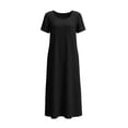 thumbnail image 7 of Bxsruta Womens Casual Maxi Dress Short Sleeve Scoop Neck Loose Flowy T-Shirt Dresses with Pockets, 7 of 7