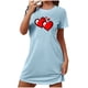 thumbnail image 2 of Camisón corto de San Valentín para mujer, talla grande, estampado en el pecho, cuello redondo, manga corta, 2 of 3
