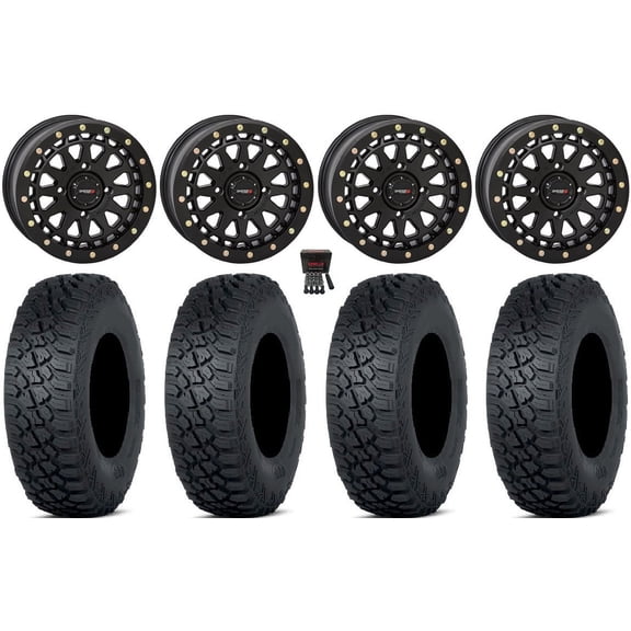 System 3 SB-6 15" Wheels Bk (4 3) 35" Tenacity XNR Tires Kawasaki Mule Pro FXT