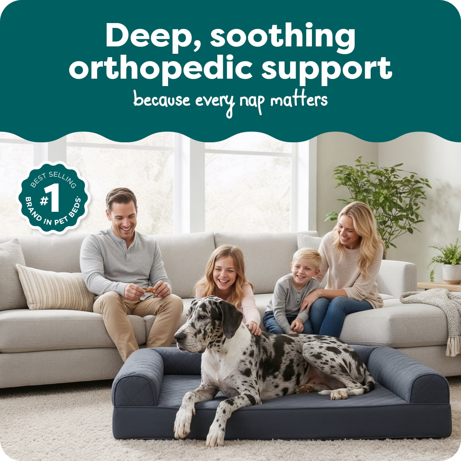 FurHaven Classic Sofa Orthopedic Dog Bed For Large Dogs, Solid Orthopedic Foam Slab for Joint Support, Removable Washable Cover, Jumbo Plus XXL, Quilted Sofa, Iron Gray