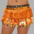 thumbnail image 3 of Felirenzacia Belly Dance Hip Scarf for Women, Thick Tassels Sequin Fringe Skirt, Orange,Free Size, 3 of 3