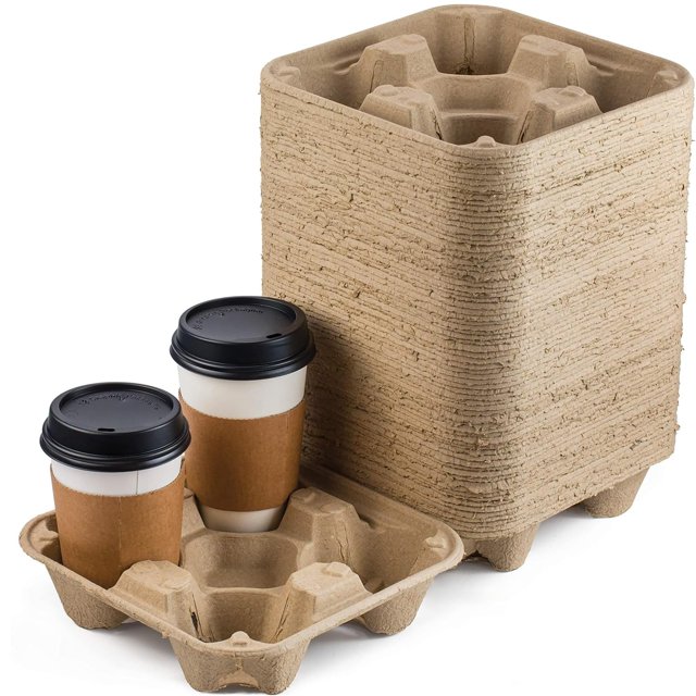 Bandejas transportadoras de bebidas desechables FMP Brands, 4 tazas, paquete de 45