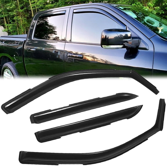 For 2009-2018 Dodge Ram Crew Cab 1500 In-Channel Window Visors Sun Rain Guards