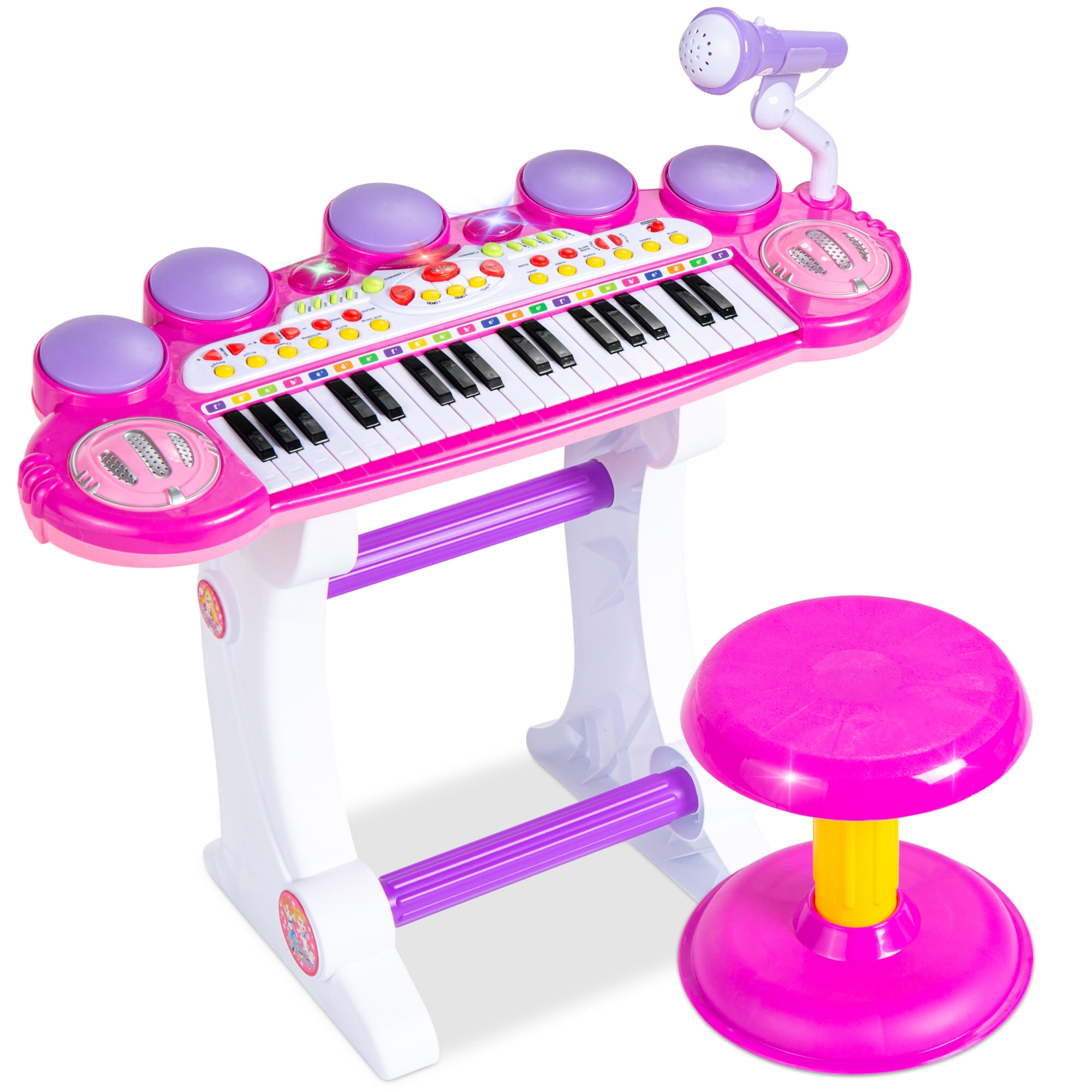 Huérfano Reparación posible dividir Best Choice Products 37-Key Kids Electronic Piano Keyboard w/ Multiple  Sounds, Lights Microphone, Stool - Pink - Walmart.com