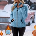 thumbnail image 2 of Zynoxe Women's Fuzzy Fleece Jacket Winter Stand Collar Zip Up Long Sleeve Coral Fleece Coat with Pockets Windproof Warm Plus Size Coat for Dailywear Gray M, 2 of 6