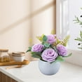 thumbnail image 4 of Moocorvic Artificial Rose Potted Plant for Home, Small Fake Plants Farmhouse Decor Office Tabletop Decoration, 4 of 7