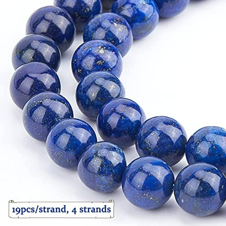 76pcs 10mm Natural Lapis Lazuli Beads Blue Rock Bead Strands Round Loose  Gemstone Beads Energy Stone for Bracelet Necklace Jewelry Making 