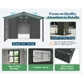 thumbnail image 6 of Jocisland 10x16.6x7.3 ft Metal Storage Shed with Lounge Area, 2 Windows & Vents, Outdoor Tool Shed for Backyard, Weather-Resistant Steel, Dark Gray, 6 of 8