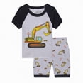 thumbnail image 2 of TOWED22 Toddler Baby Boy Summer Clothes 2pcs Dinosaur Truck Print Round Neck Short Sleeve Shirt Top Elastic Waist Shorts Outfits(Black,9-10 Y), 2 of 6