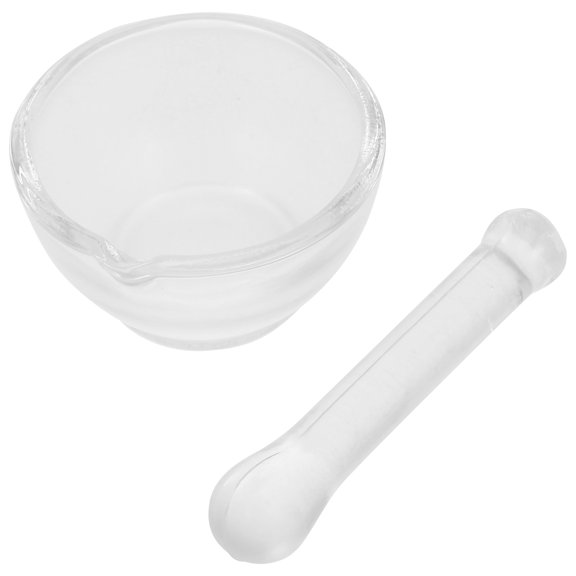Taxenne Glass Garlic Crusher Bowl with Pestle - Grinding Container for Kitchen and Lab Use, 1 Set