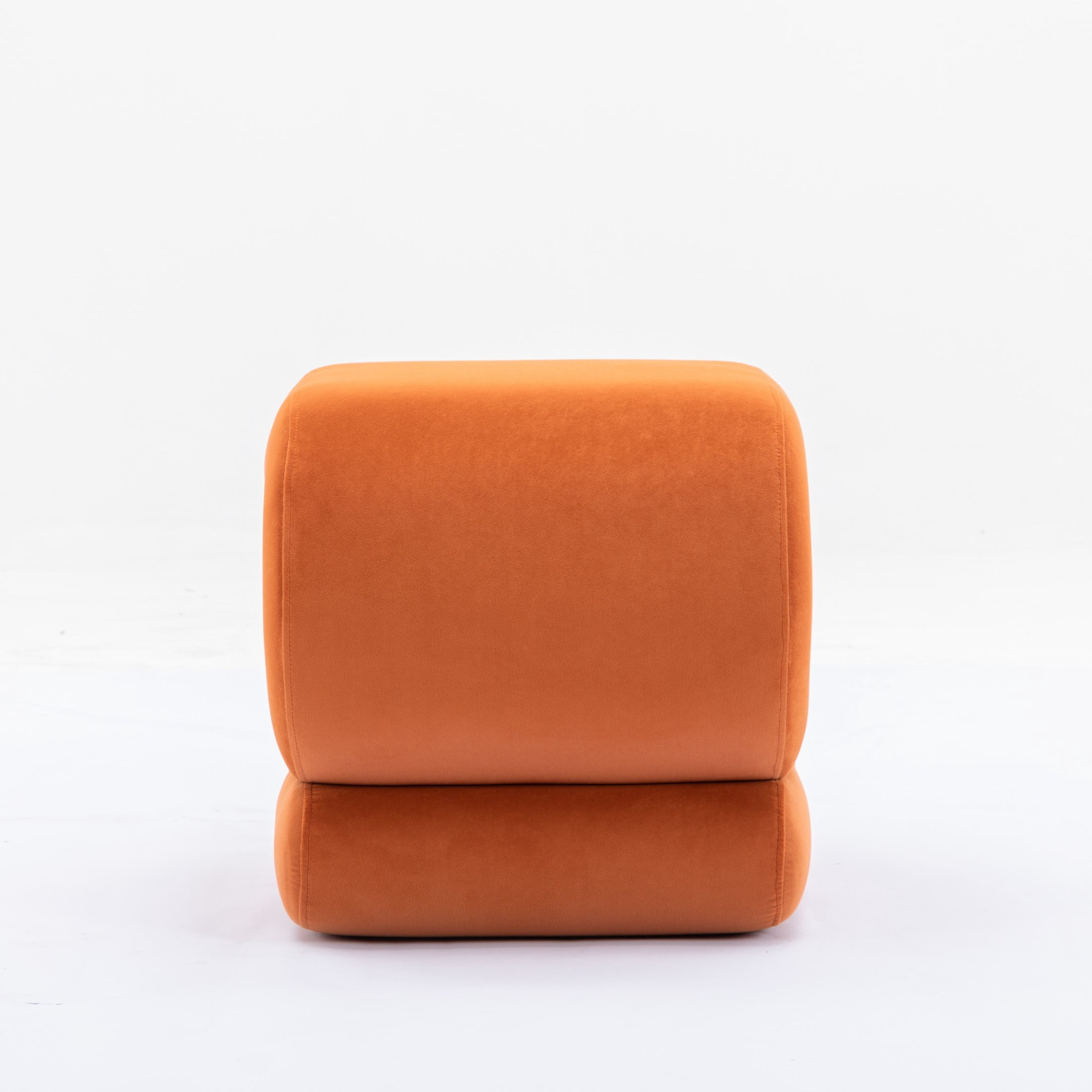 Noble House Rache 19" S-Shape Velvet Accent Ottoman, Plush Makeup Footrest Table Stool with Foam, Orange