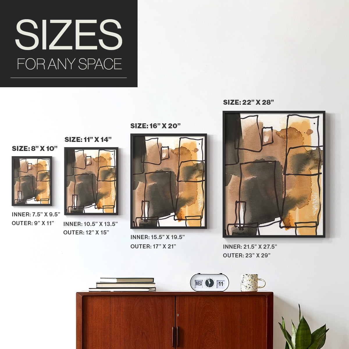 Retro Vibe I in Black Solid Wood 16 x 20 Framed Print