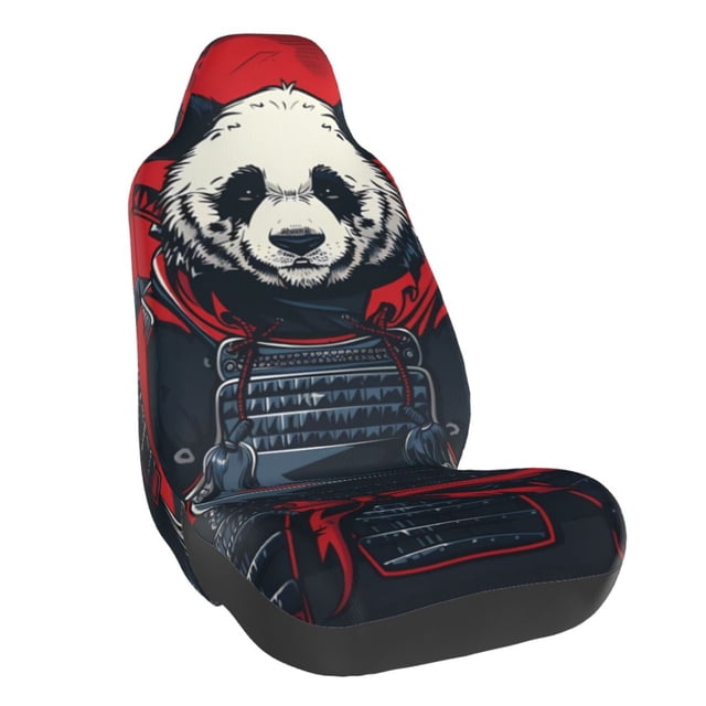 Balery Red Black Eastern Panda Warrior Funda de Asiento para Auto con Diseño - Cubierta Frontal Suave y Transpirable con Protector Antideslizante- 1 Unidad