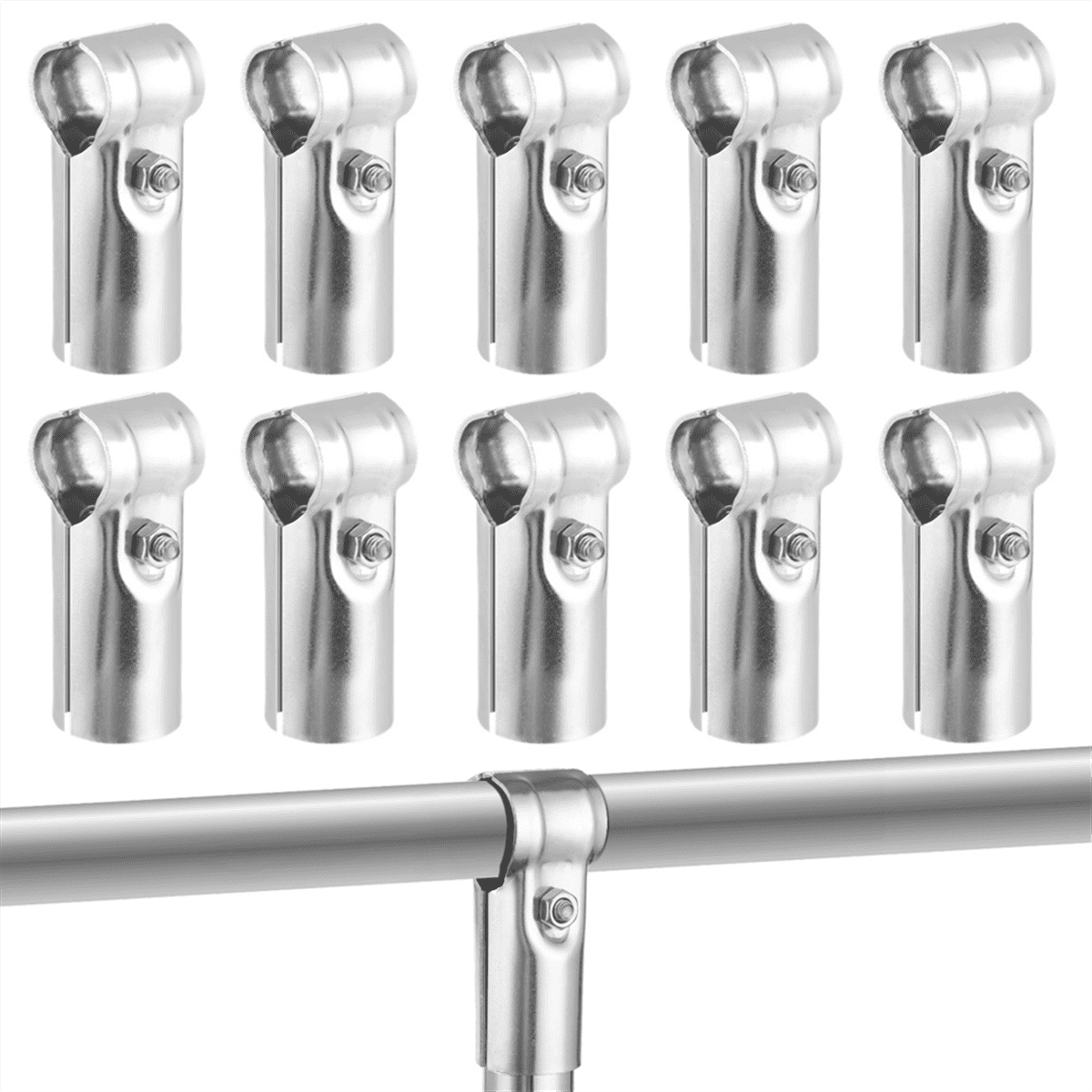 10 Packs T Pipe Clamps Heavy-Duty 201 Stainless Steel T Pipe Connectors Tee Chain Link Fence End Rails Clamps