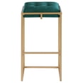 thumbnail image 5 of Maklaine 30" Square Modern Velvet Padded Seat Bar Stool in Green (Set of 2), 5 of 11