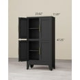 thumbnail image 3 of Metal Bathroom Storage Cabinet - 47 inch Floor Cabinet; 4 Doors, 2 Adjustable Shelves for Bathroom, Kitchen, Living/Dining Room, 3 of 16