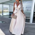 thumbnail image 1 of Casual Fashion Loose Long Beach Dresses Sexy Deep V Lace-up Evening Dress Solid Elegant Sleeveless High Slit Women Party DressesXL Gao Jinjia LED, 1 of 2