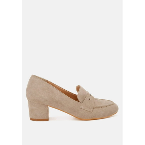 Astra Block Heel Genuine Suede Loafers