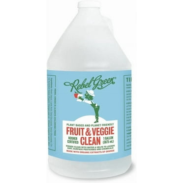 Rebel Green Fruit & Veggie Clean - Natural, Plant-Based Vegetable Wash - Sustainable, No Aftertaste - 1 Gallon Refill