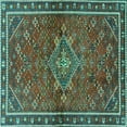 thumbnail image 1 of Ahgly Company Machine Washable Indoor Square Persian Turquoise Blue Traditional Area Rugs, 6' Square, 1 of 4
