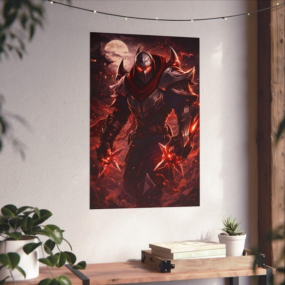 Zed League of Legends Poster, Shadow Assassin Gaming Wall Art 16x24 Inches, UNFRAMED