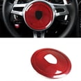 thumbnail image 2 of Pegatinas para la cubierta del volante con el logotipo de los anillos de fibra de carbono real para 2008-2016, fibra de carbono roja, 2 of 5