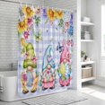 thumbnail image 6 of Easter Shower Curtain, Waterproof Shower Curtains for Bathroom, Watercolor Gnomes Eggs Flowers Butterflies Purple Plaid Washable Fabric Bathtub Curtain Set Bath Decor with 12 Hooks Extra Long 72"x96", 6 of 8