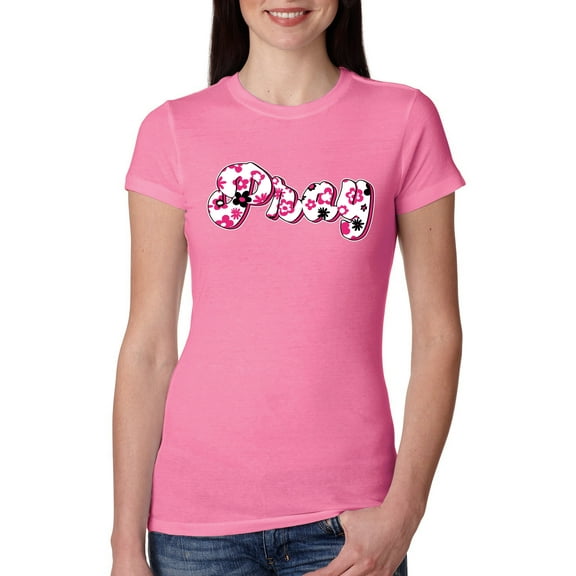 Wild Bobby, Pray Bubble Letters Inspirational/Christian Women Slim Fit Junior Tee, Hot Pink, X-Large