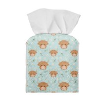 ZUXONGSY Highland Cow Square Tissue Box Cover 2 Pieces PU Leather Household Tissue Holder Waterproof Tissue Cover Easy to Clean Paper Towel Box Cover for Women Gifts for Mom