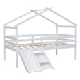 thumbnail image 6 of Leumius Twin Low Loft House Bed with Slide, Ladder, Safety Guardrails, House Roof Frame for Boys Girls White, 6 of 8