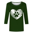 thumbnail image 4 of Tops de Cuello Redondo para las Mujeres Moda Impresa 3/4 Mangas Blusa Casual Top, Estante de Imitación, 4 of 5