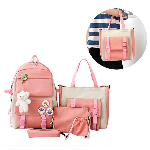 Juego de bolsos de lona para estudiantes, juego de 5 bolsos escolares, juego de bolsos, juego de bolsos escolares creados magistralmente