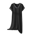 thumbnail image 4 of Blmnix Petite Pajamas Pajama Pants Women Bamboo Pajamas Chemises Shirts Short Sleeve Black V-Neck Women's Sleepwear,XXL, 4 of 5