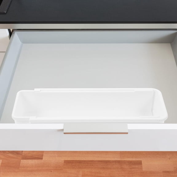 NICEXMAS Compact White Plastic Silverware Organizer Tray for Kitchen Drawer Cutlery Storage Box