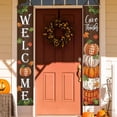 thumbnail image 4 of lijoe Thanksgiving Give Thanks Porch Banner Sign, Fall Pumpkin Patch Maple Leaves Front Door Decorative Hanging Welcome Banner Flag, Autumn Buffalo Plaid Farmhouse Decoration Home Outdoor Yard Decor, 4 of 6