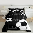 thumbnail image 2 of Manfei Soccer Ball Game 3-Piece Full Size Comforter Sets for Children Teens Boys,Sport Theme Bedding Comforter Set,Black White Lightweight Bedding Sets,Ultra Soft Home Decor,Reversible, 2 of 8