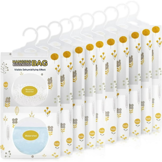 Vacplus Absorbedores de humedad para colgar en el armario, bolsas deshumidificadoras, paquetes de humedad, deshumidificadores desecantes para armario y eliminador de olores con sin fragancia para aire