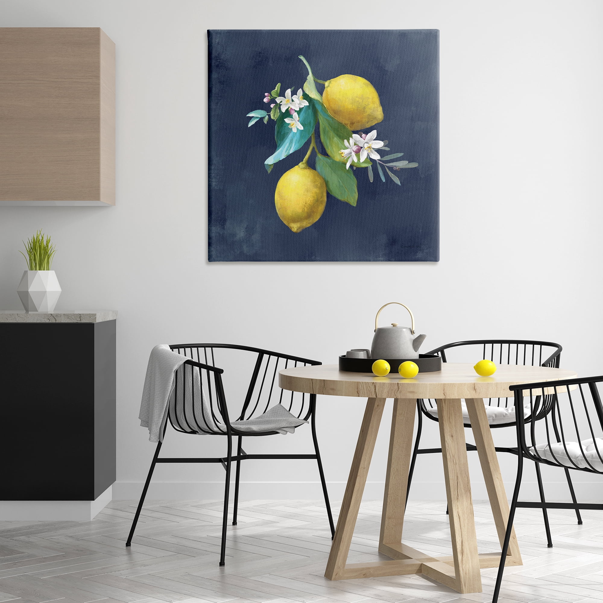 Stupell Industries Lemon Cluster on Blue Food & Beverage Painting Wrapped Canvas Art Print Wall Art, 36 x 36