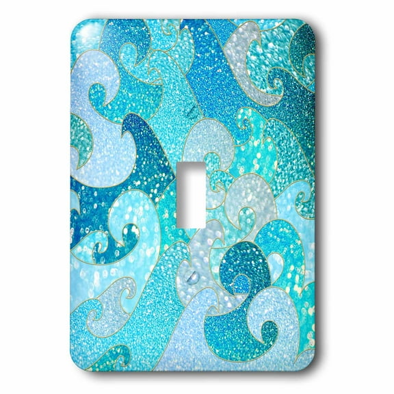 3dRose, Sparkling Teal Glitter Crystal Waves Pattern, single toggle switch