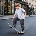 thumbnail image 3 of NIPAXO Boys Cargo Pants Relaxed Fit Jogger Trousers with Multi-Pockets Elastic Waist Casual Outdoor Pants for Boys, Black, Sizes 4-5Y, 3 of 6