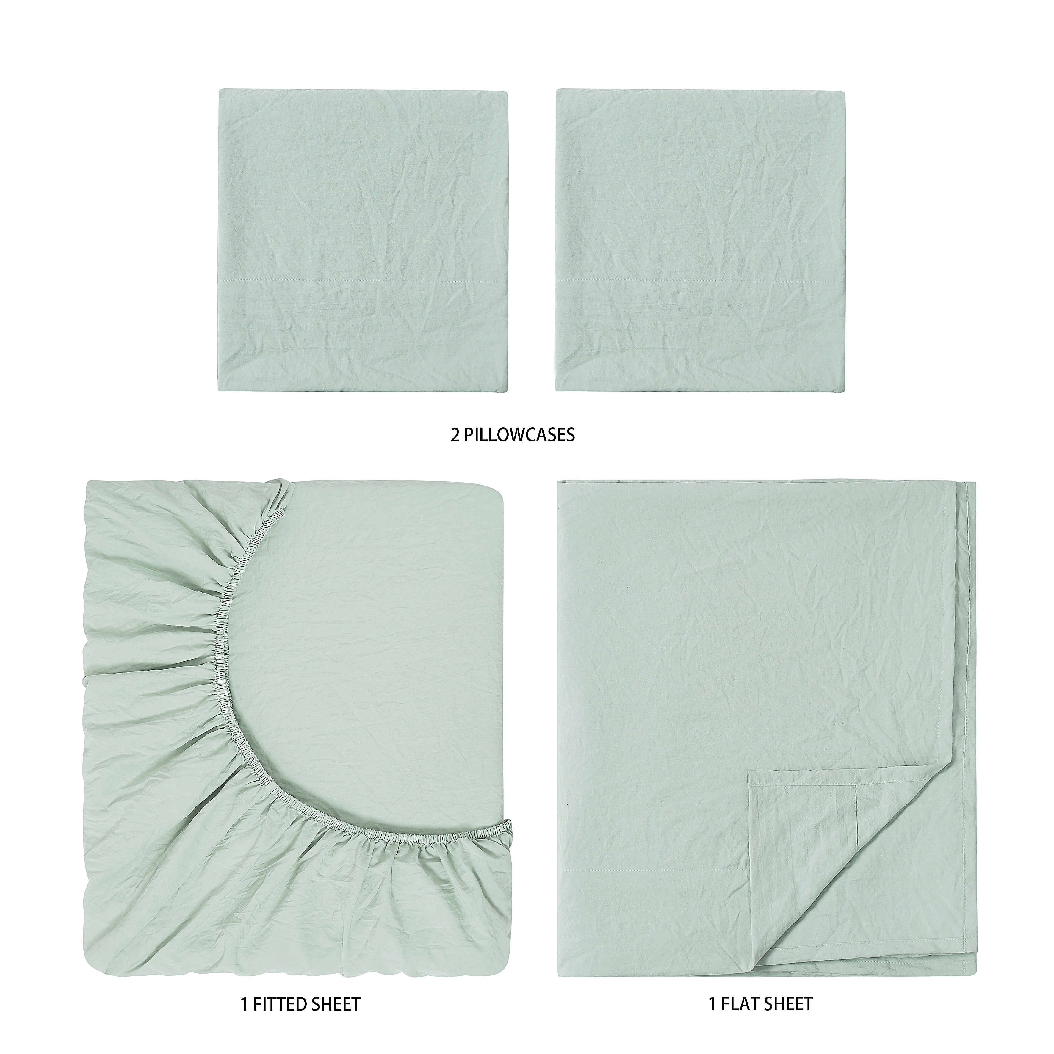Mainstays Washed Ultra Soft Microfiber Bed Sheet Set, Full, Soft Sea, 4 Piece
