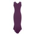 thumbnail image 5 of Sexlip Womens V Neck Sleeveless Slim Bodycon Split Midi Dress Stretchy Fascinating Cocktail Party Outfit Purple XL, 5 of 5