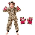 thumbnail image 4 of Ruyang Kids Leopard Hooded Jumpsuit Full Zip Long Sleeve Onesie Halloween Animal Theme Party Outfit for Girls 3-8 Years, 4 of 6