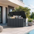 thumbnail image 3 of PURPLE LEAF Outdoor Deck Box 100 Gallon Waterproof Lockable Storage Box Container with Lid Deck Organization for Patio Cushions Side Table Pool Accessories Garden Tools, Gray, 3 of 8