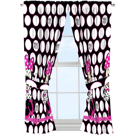 Disney Minnie Mouse Dots Girls Bedroom Curtains, 2 Count
